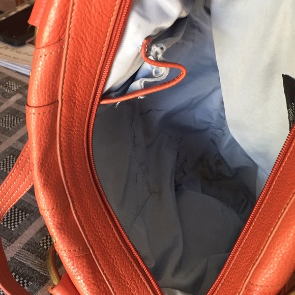 Hot in Hollywood orange leather boho satchel - Picture 6 of 8